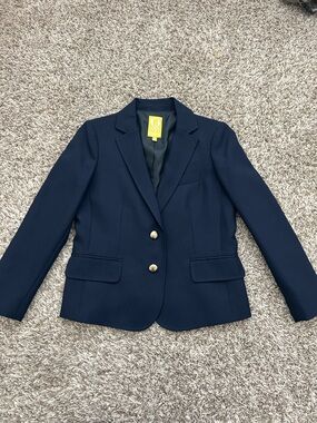 Q Mack Navy Blue Blazer 6 Gold Buttons Preppy Coastal Business Casual Jacket